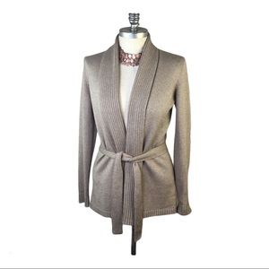 Silk Cashmere Lauren Ralph Lauren Tan Belted Cardigan Sweater M